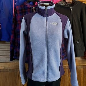 THE NORTH FACE Full Zip 2 Tone Purple Fleece Jacket Pockets Medium